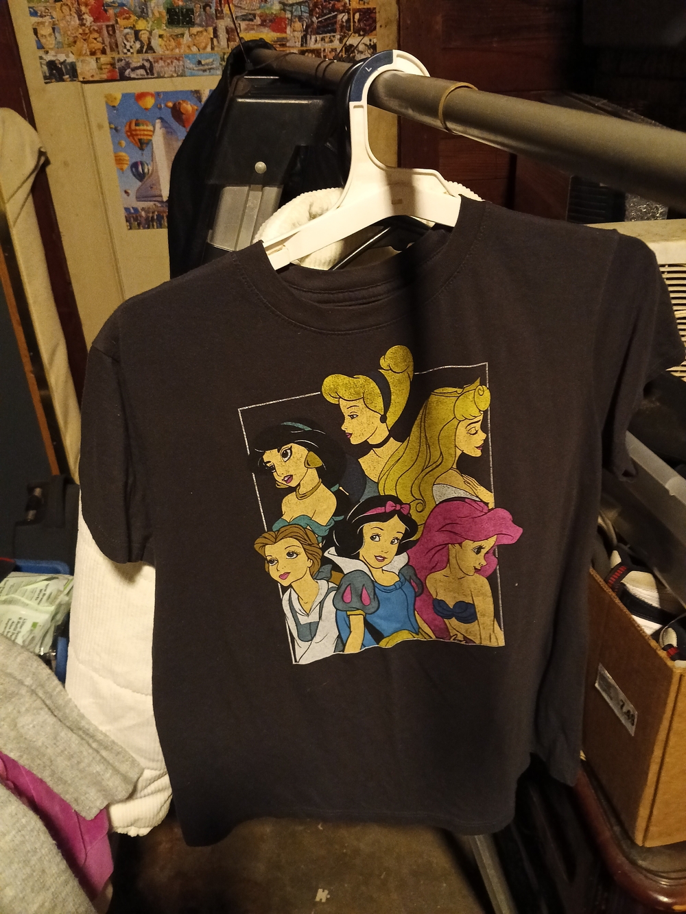 Disney Black Short-Sleeve Tee with Multicolor Princess Graphic